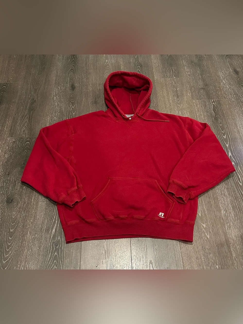 Russell Athletic Red Hooded Pullover Sweatshirt Mens Size XL